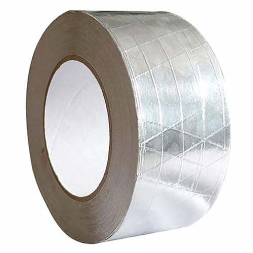 Image of Fiberglass Reinforced Foil Duct Tape, 2 inch Glass Fiber Cloth Aluminum Foil Tape Duct Tape Withstand 80C to 100C, Fireproof Heat Resistant Tape for HVAC, Metal Repair Sealing and Insulation