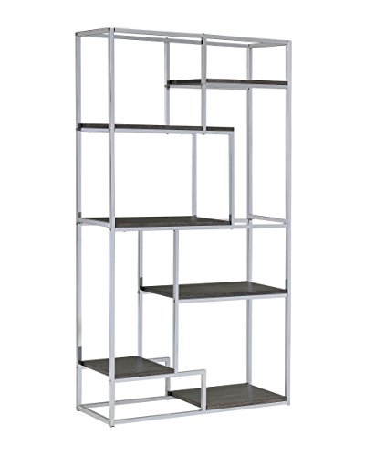 Furniture Of America Corley Contemporary 6 Shelf Bookcase, Chrome #TOP6