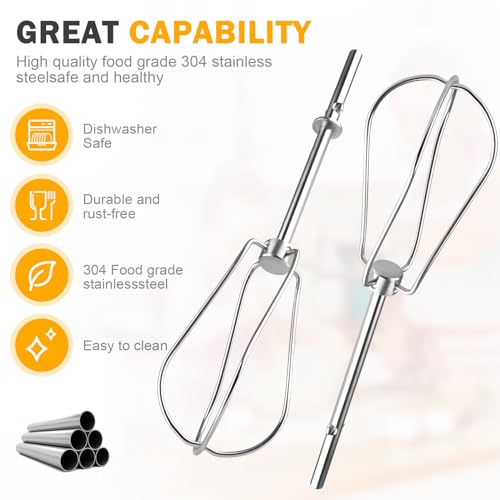 Hand Mixer Beaters Replacement for Ninja, Foodi Power Mixer System (CI100 Series), Stainless Steel Hand-Mixer Attachment CI100, CI101, CC105A, CI105BRN & CI101H - Thumbnail 3