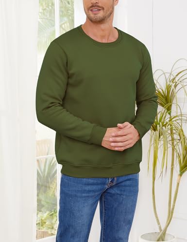 Image of Gihuo Men's Warm Crewneck Sherpa Lined Fleece Sweatshirt Pullover Tops