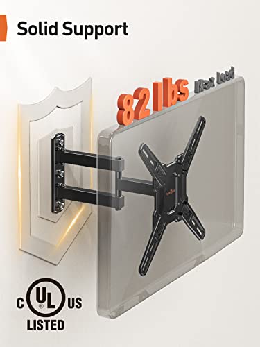 Perlegear Ul Listed Full Motion Tv Mount For Most 26–60 Inch Flat Or Curved Tvs Up To 82 Lbs, Wall Mount Tv Bracket With Articulating Arms, Tool-Free Tilt, Swivel, Extension, Max Vesa 400X400Mm, Pgmf3 #TOP1