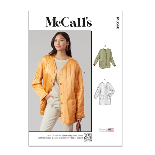 McCall's M8560U5 Misses' Loose Fitting Quilted Jacket Sewing Pattern Packet, Design Code M8560, Sizes 16-18-20-22-24
