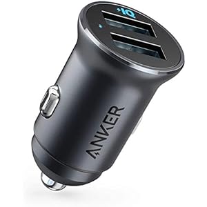 Anker Car Charger, Mini Aluminum Alloy 24W Dual USB Car Charger, PowerDrive 2 Alloy Car Adapter with Blue LED for iPhone12/11/XR/Xs, iPad Pro/Air 2/mini, Galaxy (Not Compatible with Quick Charge)