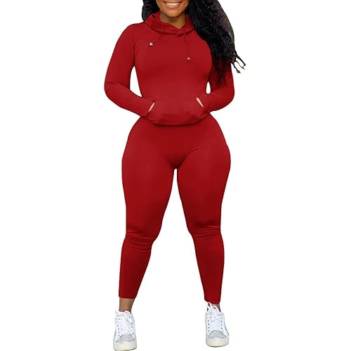 Nimsruc 2 Piece Outfits For Women Sweatsuits Sets Hooded Tracksuit Long Sleeve Pullover Jogger Sweat Pants Set