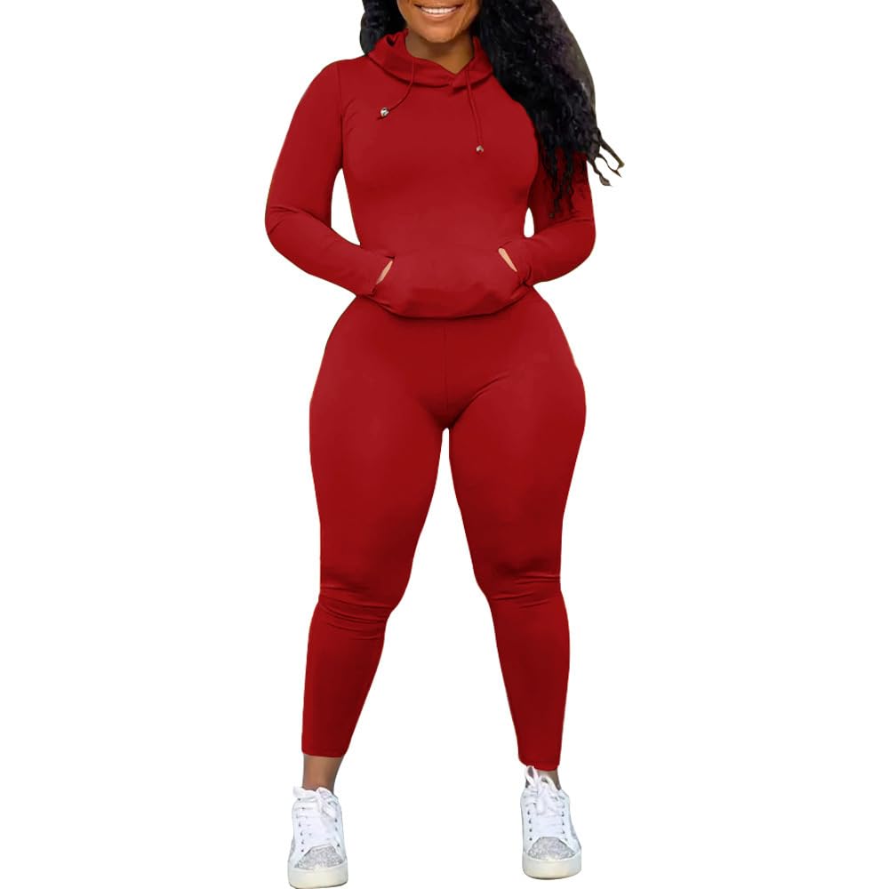 Nimsruc 2 Piece Outfits For Women Sweatsuits Sets Hooded Tracksuit Long Sleeve Pullover Jogger Sweat Pants Set