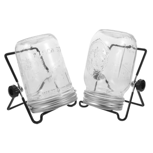 EPIGEIST 2 Set Kit Germogliatore con Barattoli e Coperchi in Acciaio Resistente Supporto Compatto per Coltivazione Semi e Microgreens in Cucina e Balcone