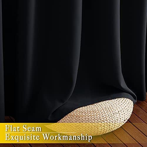 NICETOWN Black Out 144 inch Curtain for Sliding Glass Door, Grommet Thermal Insulated Sound Reducing Window Treatment Wide Draperies for Bedroom/Living Room, W80 x L144, 1 Panel