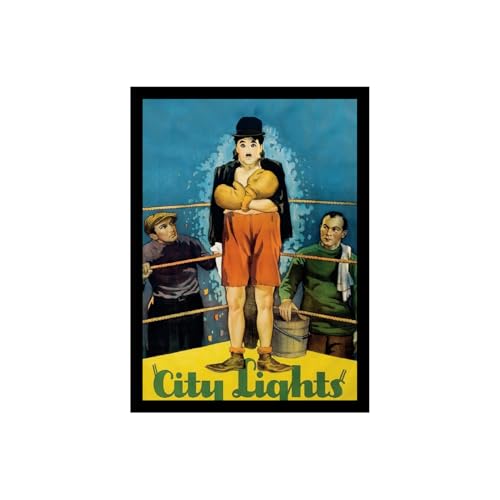 Image of BLINKART City Lights (1931) Movie Poster Frame 12x18 Inch | Premium 300 GSM Paper Wall Print | Vintage Film Artwork for Home, Bedroom, Living Room, Office | Framed Photo Decor