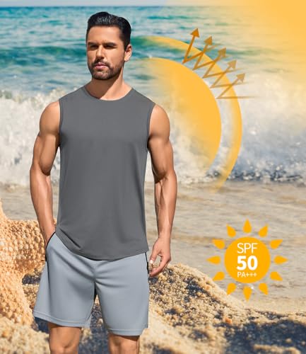 Men's Gym Tank Top Quick Dry 3 Pack UPF 50+ Sleeveless Workout Shirts Summer Sun Protection Running Tank Tops2