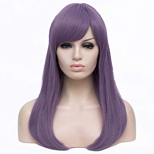 WGPFWIG Long Light Purple Wig Straight Wig Side Bangs Wig Natural Fashion Synthetic Wigs For Women Girl Cosplay Party Halloween Wig Cap Included