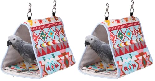 Image of Bird Nest Snuggle Hut,Parrot Habitat Cave Hanging Tent for Small Medium Parrots Budgies Eclectus Parakeet Cockatiels Lovebird African Grey (Pink Ethnic, M) (Pack of 2)