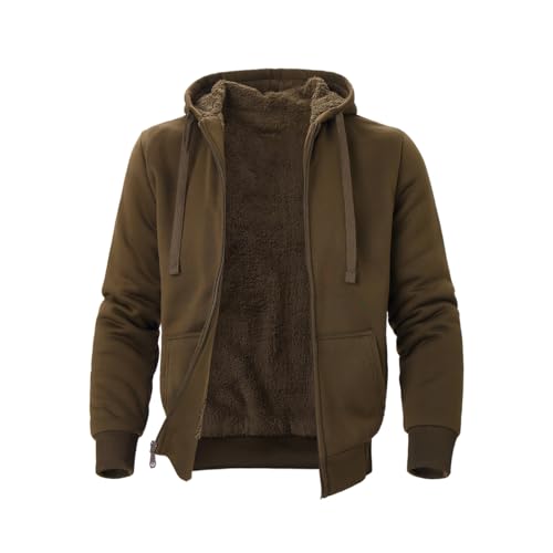 Image of TanBridge Plaid Flannel Hoodie Sherpa Fleece Lined Shirt Jacket Cotton Hoodies Zip Up Winter Warm Coat