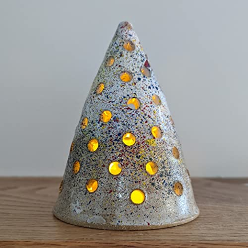 CERAMIC CHRISTMAS TREE w/ & Circle Cutouts Art Glazes