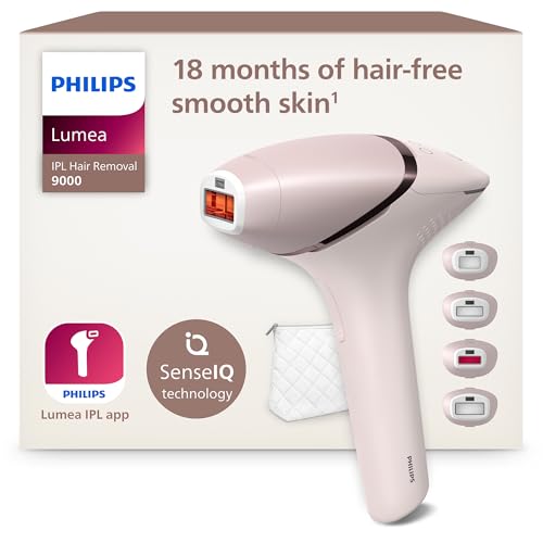 Philips BRI957/00 Lumea Serie 9000, Depiladora Luz Pulsada IPL para la Depilación Permanente del Vello, Tecnología SenseIQ, 4 accesorios para axilas, línea del bikini, cuerpo y cara, sensor SmartSkin