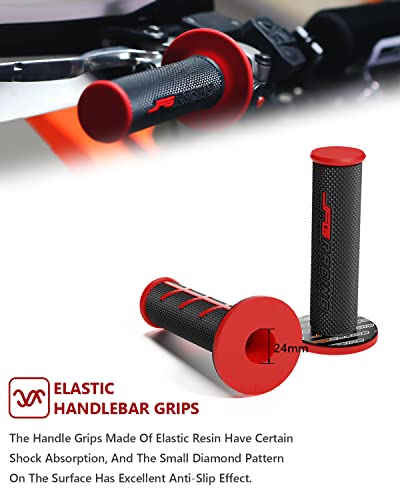 Jfg Racing 1 1/8" 28Mm Motorcycle Handlebar Kit With Cross Bar & Chest Pad & Grips & Grip Donuts Compatible To Most Atv Dirt Pit Bike Red #TOP4