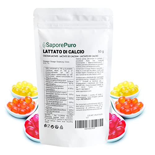 Poudre de lactate de calcium idéale pour la sphérification en cuisine moléculaire 50 GR Cover