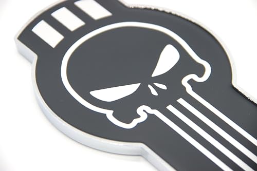 Image of Generic Kenworth Bug Hood Grille Logo Emblem Badge Chrome Black Edition and Silver Skull 8 inch inch, 5656852