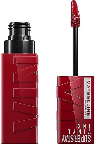 MAYBELLINE New York Super Stay Vinyl Ink Longwear No-Budge Liquid Lipcolor Makeup, Highly Pigmented Color and Instant Shine, Lippy, Cranberry Red Lipstick, 0.14 fl oz, 1 Count