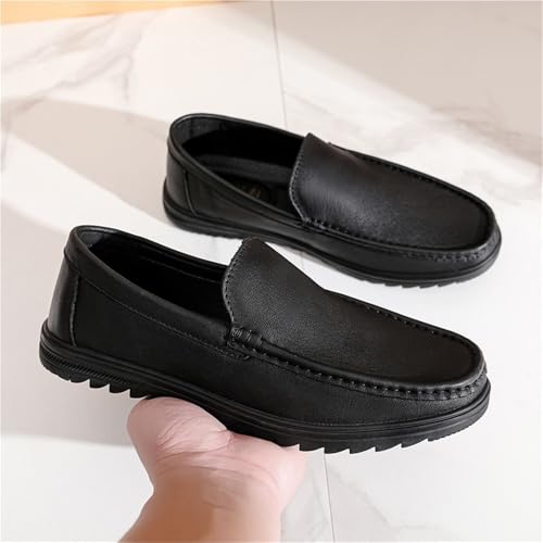 Mens Classic Loafers Slip On Leather Round Toe Comfortable Lightweight for Business Casual Office Work Shoes4