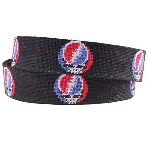 Steal Your Face Needlepoint Belt in Black by Smathers & Branson2
