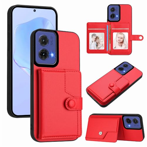 Housse Moto Edge 50 Pro 5G en Cuir Rouge : Finition Portefeuille Chic