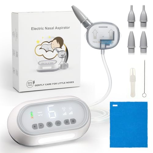 Deewaves T-3 Nasal Aspirator For Baby,75 Kpa Electric Baby Nose Sucker For Infants And Toddlers, Rechargeable Automatic Nose Cleaner With 6 Levels Of Suction,4 Silicone Tips,Music And Light Soothing Function cover