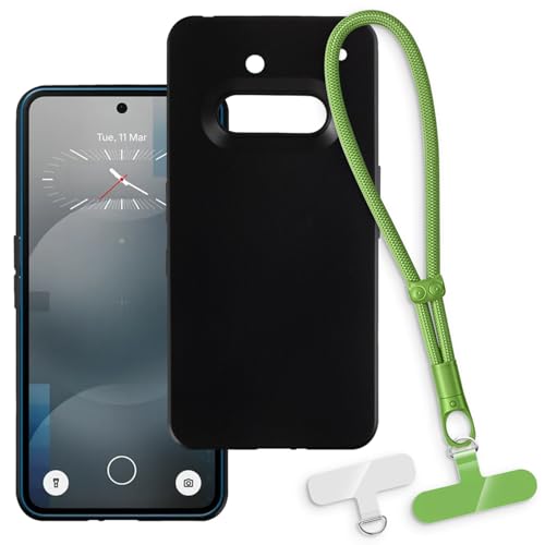 OAGELIM 2-in-1�ی�P�[�X�ƃ��X�g�X�g���b�v Nothing Phone 3A 5G �Ƃ̌݊������� ���O���\�ȃ��j���[�h�t���d�b�J�o�[�A����~�ߕ����h�~�O���b�v�n���h�� (�u���b�N + �O���[��)