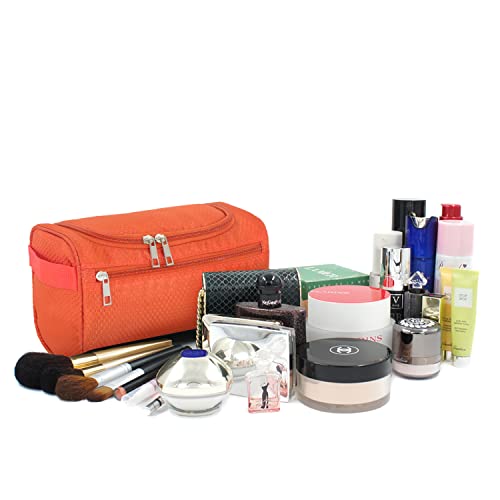 Buruis Toiletry Bag For Men And Women, Nylon Fabric Waterproof Wash Bag Dopp Kit With Hook, Portable Shaving Bag Toiletry Organizer For Travel, Shower, Trip, Vacation, Gym (Orange) #TOP6