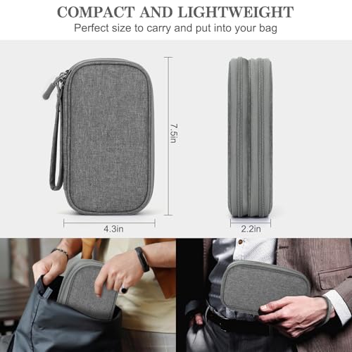 Image of FYY Travel Cable Organizer Pouch Electronic Accessories Carry Case Portable Waterproof Double Layers All-in-One Storage Bag for Cord, Charger, Phone, Earphone Dark Grey