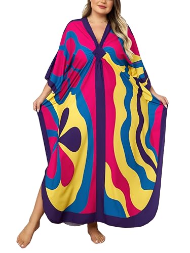 Image of Kaftan Dress for Women - Plus Size Caftan Maxi Beach Dress Moo Moos Loungewear, Swimsuit Cover Up for Beach, Pool or Vacation