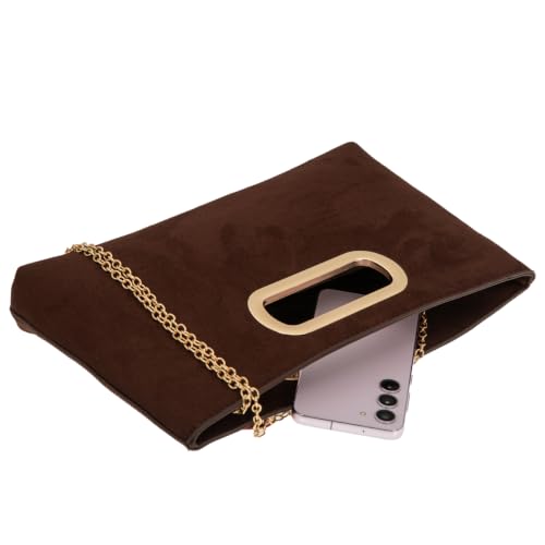 Image of Top Handle Faux Suede Clutch