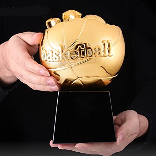 Basketbalspel, NBA-kampioenschap trofee, aangepaste gravure prijzen, creatieve slam dunk mvp souvenir, 1: 1 model (Color : Gold, Size : 22 * 10 * 10cm) - Image 4