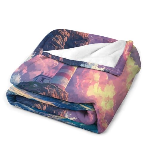 Couverture en flanelle pour canapé plaid douillet nature mystique océan