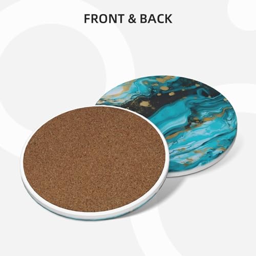 Dessous de verre céramique support métal bleu turquoise marbre table