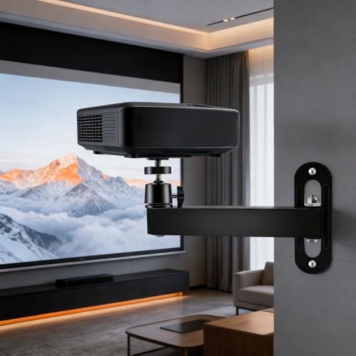 Noviatrix Beamer Halterung Wand, Beamer Wandhalterung, 360° Drehbare Einstellung Beamerhalterung, Universelle 1/4-Zoll-Schraubschnittstelle, für Schlafzimmer, Büros, Heimkinos
