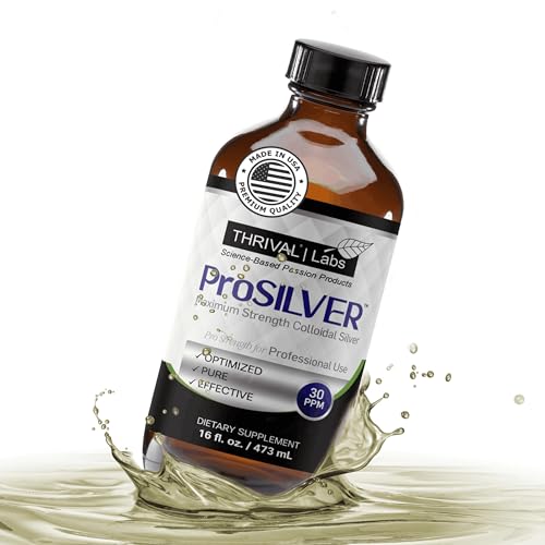 Thrival Labs ProSILVER Black Label Pure Colloidal Silver Liquid 30 PPM (16oz) - Maximum Strength for Immune Support – Bioactive – Vegan, Gluten Free, GMO Free, Amber Glass Bottle