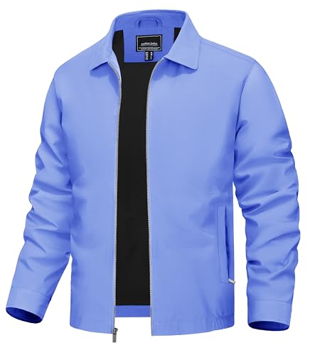 Image of TACVASEN Mens Lightweight Windbreaker Full Zip Up Laydown Collar Jackets Light Casual Coat with Zip Pockets