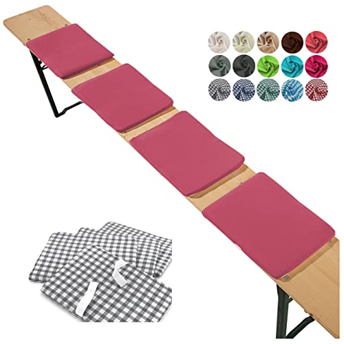 heimtexland ® Sitzkissen 4er Set Bierbank Polster Auflage Bierzeltgarnitur Garten Deko Kissen Typ859 Beere
