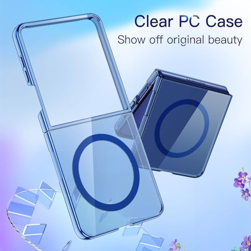 Image of JETech Magnetic Case for Samsung Galaxy Z Flip 7 2025 Compatible with MagSafe, Non-Yellowing Transparent Hard PC Protective Phone Cover, Anti-Scratch (Blue Shadow)