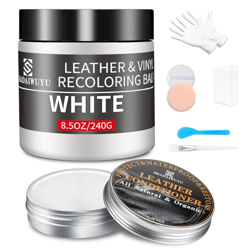 SHADAIWUYU Blanco Reparador Cuero con 100ml Cuidado de Cuero,Cuero Liquido Reparador Pintura para Cuero para Reparar el Desgaste y Las Marcas en Sofás,Vinilo,Asientos de Automóvil y Zapatos de Cuero