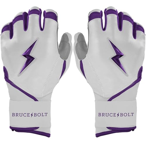 BRUCE BOLT Chrome Series Long Cuff Purple Batting Glove - Purple Large