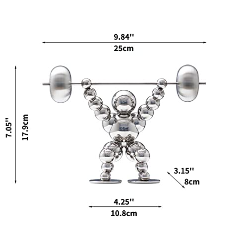 Loclikes Home Gym Decor - Silver Sculpture Table Decor, Weight Lifting Statue Men Room Decor, Modern Motivational Figurine Desk Decor, Creative Inspirational Sports Fan Gift #TOP5