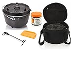 Petromax Feuertopf Starterset ft6 (Dutch Oven mit Standfüssen) inkl. Deckelheber + Tasche + Pflegepaste + Schaber