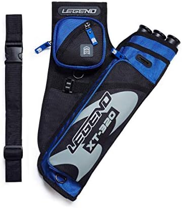 LEGEND XT320 Archery Quivers - Nylon Hip Quivers with 3 Arrow Tube Cases for Target Shooting - Adjustable Waist Belt, T-Slot, Storage Compartments for Accessories, Gear, Tools, Release Tab, Score Card