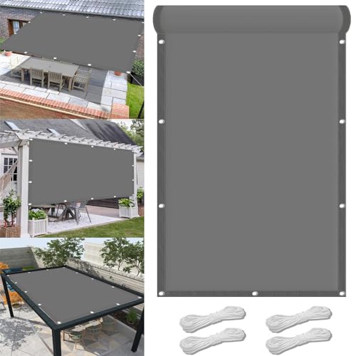 Voile ombrage ajourée 4.5 x 5.4 m imperméable gris clair pour jardin extérieur