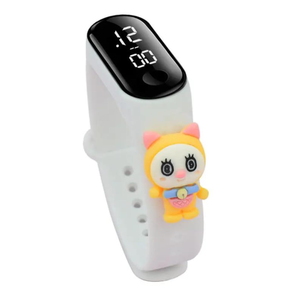 ZOVUTAZOVUTA Digital Dial Waterproof Stylish & Fashionable Wrist Smart Watch LED Band for Kids, Colorful Cartoon for Boys & Girls (Removable Silicon Strap) (White Sweet Bunny)
