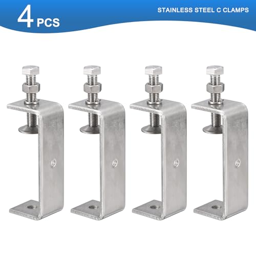 Awclub 4er-Pack 304 Edelstahl C-Klemmen mit 100mm/3,94' stabiler breiter Backenöffnung Tiger-Klemme für Holzbearbeitung Schweißen Konstruktion Haushalt Halterung