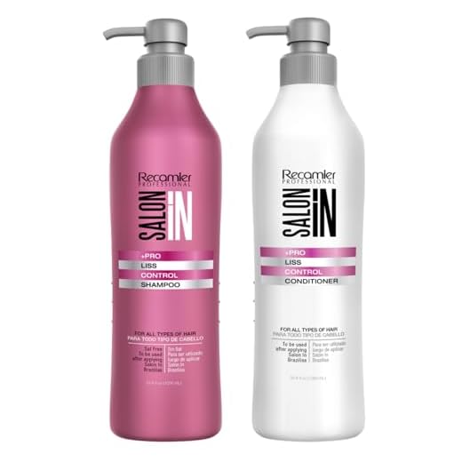 RECAMIER Anti Frizz Shampoo Liss Conditioner Detangler Set | Champu y Acondicionador Pack 33.3 OZ