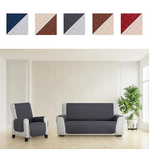 Cubre protector sillón acolchado antideslizante MAUI lavable gris 7