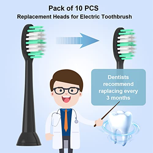 Everystep Replacement Toothbrush Heads 10 Pack Compatible With Aquasonic Black Series For Vibe Series Black Series Pro, And For Duo Series Pro Electric Toothbrush,Soft Balck #TOP3